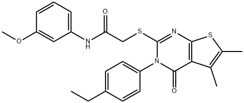 2-{[3-(4-ethylphenyl)-5,6-dimethyl-4-oxo-3,4-dihydrothieno[2,3-d]pyrimidin-2-yl]sulfanyl}-N-(3-methoxyphenyl)acetamide|