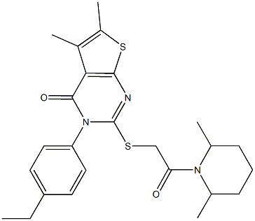 2-{[2-(2,6-dimethyl-1-piperidinyl)-2-oxoethyl]sulfanyl}-3-(4-ethylphenyl)-5,6-dimethylthieno[2,3-d]pyrimidin-4(3H)-one|