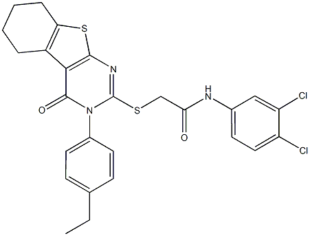 N-(3,4-dichlorophenyl)-2-{[3-(4-ethylphenyl)-4-oxo-3,4,5,6,7,8-hexahydro[1]benzothieno[2,3-d]pyrimidin-2-yl]sulfanyl}acetamide Struktur