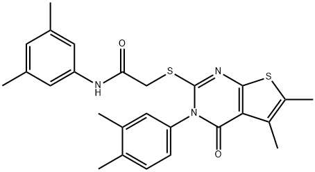 N-(3,5-dimethylphenyl)-2-{[3-(3,4-dimethylphenyl)-5,6-dimethyl-4-oxo-3,4-dihydrothieno[2,3-d]pyrimidin-2-yl]sulfanyl}acetamide,665016-03-5,结构式