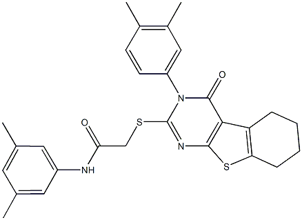 N-(3,5-dimethylphenyl)-2-{[3-(3,4-dimethylphenyl)-4-oxo-3,4,5,6,7,8-hexahydro[1]benzothieno[2,3-d]pyrimidin-2-yl]sulfanyl}acetamide Struktur