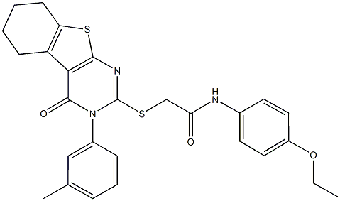 N-(4-ethoxyphenyl)-2-{[3-(3-methylphenyl)-4-oxo-3,4,5,6,7,8-hexahydro[1]benzothieno[2,3-d]pyrimidin-2-yl]sulfanyl}acetamide Struktur