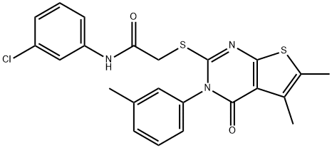 N-(3-chlorophenyl)-2-{[5,6-dimethyl-3-(3-methylphenyl)-4-oxo-3,4-dihydrothieno[2,3-d]pyrimidin-2-yl]sulfanyl}acetamide Structure