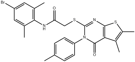 N-(4-bromo-2,6-dimethylphenyl)-2-{[5,6-dimethyl-3-(4-methylphenyl)-4-oxo-3,4-dihydrothieno[2,3-d]pyrimidin-2-yl]sulfanyl}acetamide,665016-24-0,结构式