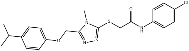 N-(4-chlorophenyl)-2-({5-[(4-isopropylphenoxy)methyl]-4-methyl-4H-1,2,4-triazol-3-yl}sulfanyl)acetamide 化学構造式