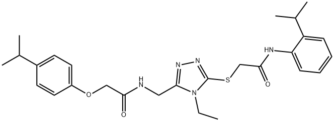 2-{[4-ethyl-5-({[(4-isopropylphenoxy)acetyl]amino}methyl)-4H-1,2,4-triazol-3-yl]sulfanyl}-N-(2-isopropylphenyl)acetamide Structure