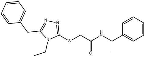 2-[(5-benzyl-4-ethyl-4H-1,2,4-triazol-3-yl)sulfanyl]-N-(1-phenylethyl)acetamide 结构式