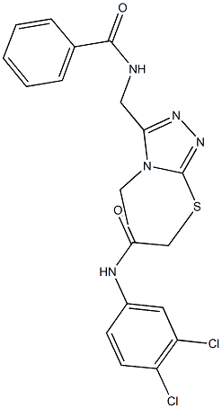 N-[(5-{[2-(3,4-dichloroanilino)-2-oxoethyl]sulfanyl}-4-ethyl-4H-1,2,4-triazol-3-yl)methyl]benzamide 结构式