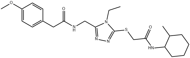2-{[4-ethyl-5-({[(4-methoxyphenyl)acetyl]amino}methyl)-4H-1,2,4-triazol-3-yl]sulfanyl}-N-(2-methylcyclohexyl)acetamide Structure