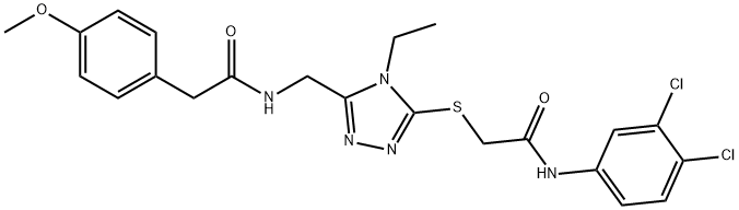 N-(3,4-dichlorophenyl)-2-{[4-ethyl-5-({[(4-methoxyphenyl)acetyl]amino}methyl)-4H-1,2,4-triazol-3-yl]sulfanyl}acetamide 结构式