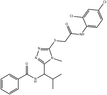 N-[1-(5-{[2-(2,4-dichloroanilino)-2-oxoethyl]sulfanyl}-4-methyl-4H-1,2,4-triazol-3-yl)-2-methylpropyl]benzamide Struktur