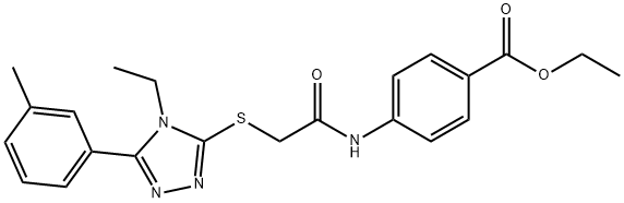 ethyl 4-[({[4-ethyl-5-(3-methylphenyl)-4H-1,2,4-triazol-3-yl]sulfanyl}acetyl)amino]benzoate Struktur