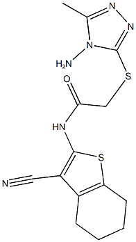 2-[(4-amino-5-methyl-4H-1,2,4-triazol-3-yl)sulfanyl]-N-(3-cyano-4,5,6,7-tetrahydro-1-benzothien-2-yl)acetamide,665017-25-4,结构式