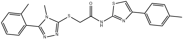 2-{[4-methyl-5-(2-methylphenyl)-4H-1,2,4-triazol-3-yl]sulfanyl}-N-[4-(4-methylphenyl)-1,3-thiazol-2-yl]acetamide Struktur