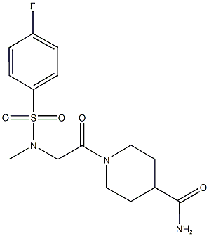 665017-85-6 1-{[[(4-fluorophenyl)sulfonyl](methyl)amino]acetyl}-4-piperidinecarboxamide