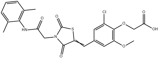 665017-89-0 [2-chloro-4-({3-[2-(2,6-dimethylanilino)-2-oxoethyl]-2,4-dioxo-1,3-thiazolidin-5-ylidene}methyl)-6-methoxyphenoxy]acetic acid