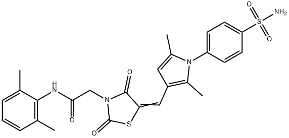 2-[5-({1-[4-(aminosulfonyl)phenyl]-2,5-dimethyl-1H-pyrrol-3-yl}methylene)-2,4-dioxo-1,3-thiazolidin-3-yl]-N-(2,6-dimethylphenyl)acetamide Structure