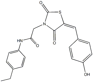 N-(4-ethylphenyl)-2-[5-(4-hydroxybenzylidene)-2,4-dioxo-1,3-thiazolidin-3-yl]acetamide Structure