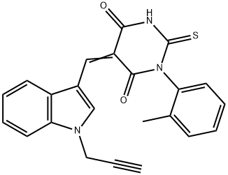 1-(2-methylphenyl)-5-{[1-(2-propynyl)-1H-indol-3-yl]methylene}-2-thioxodihydro-4,6(1H,5H)-pyrimidinedione Structure