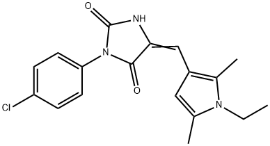 3-(4-chlorophenyl)-5-[(1-ethyl-2,5-dimethyl-1H-pyrrol-3-yl)methylene]-2,4-imidazolidinedione Structure