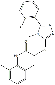 2-{[5-(2-chlorophenyl)-4-methyl-4H-1,2,4-triazol-3-yl]sulfanyl}-N-(2-ethyl-6-methylphenyl)acetamide,665018-09-7,结构式