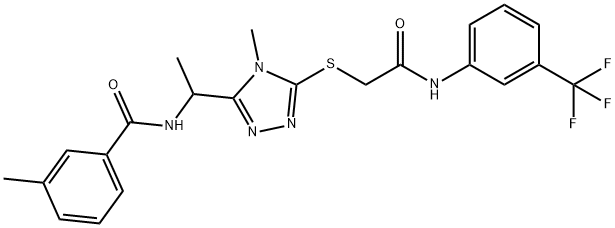 3-methyl-N-{1-[4-methyl-5-({2-oxo-2-[3-(trifluoromethyl)anilino]ethyl}sulfanyl)-4H-1,2,4-triazol-3-yl]ethyl}benzamide,665018-47-3,结构式