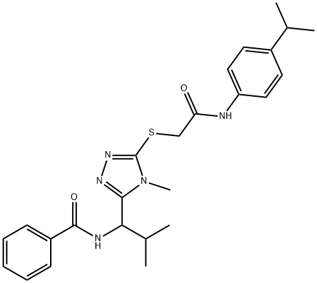 N-[1-(5-{[2-(4-isopropylanilino)-2-oxoethyl]sulfanyl}-4-methyl-4H-1,2,4-triazol-3-yl)-2-methylpropyl]benzamide Struktur