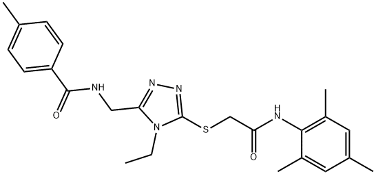 N-[(4-ethyl-5-{[2-(mesitylamino)-2-oxoethyl]sulfanyl}-4H-1,2,4-triazol-3-yl)methyl]-4-methylbenzamide Struktur