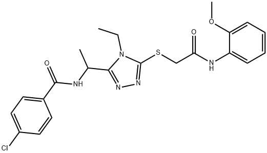 4-chloro-N-[1-(4-ethyl-5-{[2-(2-methoxyanilino)-2-oxoethyl]sulfanyl}-4H-1,2,4-triazol-3-yl)ethyl]benzamide|