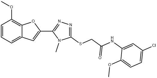 N-(5-chloro-2-methoxyphenyl)-2-{[5-(7-methoxy-1-benzofuran-2-yl)-4-methyl-4H-1,2,4-triazol-3-yl]sulfanyl}acetamide 结构式