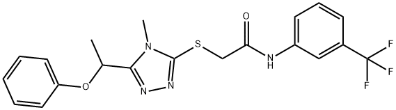 2-{[4-methyl-5-(1-phenoxyethyl)-4H-1,2,4-triazol-3-yl]sulfanyl}-N-[3-(trifluoromethyl)phenyl]acetamide,665018-93-9,结构式