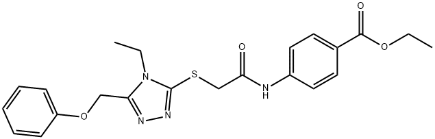 ethyl 4-[({[4-ethyl-5-(phenoxymethyl)-4H-1,2,4-triazol-3-yl]sulfanyl}acetyl)amino]benzoate,665018-98-4,结构式