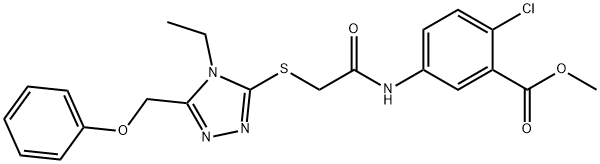 methyl 2-chloro-5-[({[4-ethyl-5-(phenoxymethyl)-4H-1,2,4-triazol-3-yl]sulfanyl}acetyl)amino]benzoate,665019-00-1,结构式