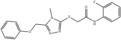 N-(2-fluorophenyl)-2-{[4-methyl-5-(phenoxymethyl)-4H-1,2,4-triazol-3-yl]sulfanyl}acetamide,665019-09-0,结构式