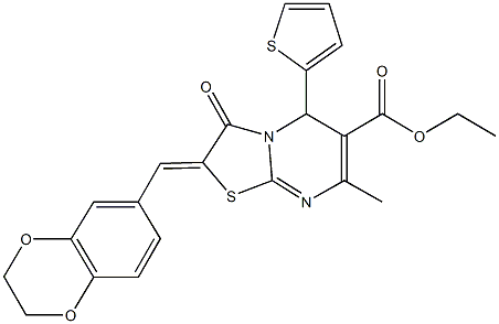 ethyl 2-(2,3-dihydro-1,4-benzodioxin-6-ylmethylene)-7-methyl-3-oxo-5-(2-thienyl)-2,3-dihydro-5H-[1,3]thiazolo[3,2-a]pyrimidine-6-carboxylate|