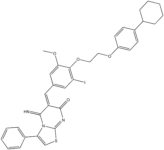 665021-09-0 6-{4-[2-(4-cyclohexylphenoxy)ethoxy]-3-iodo-5-methoxybenzylidene}-5-imino-3-phenyl-5,6-dihydro-7H-[1,3]thiazolo[3,2-a]pyrimidin-7-one