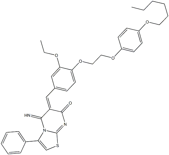 6-(3-ethoxy-4-{2-[4-(hexyloxy)phenoxy]ethoxy}benzylidene)-5-imino-3-phenyl-5,6-dihydro-7H-[1,3]thiazolo[3,2-a]pyrimidin-7-one Structure