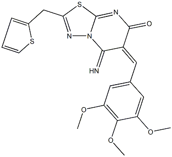 5-imino-2-(thien-2-ylmethyl)-6-(3,4,5-trimethoxybenzylidene)-5,6-dihydro-7H-[1,3,4]thiadiazolo[3,2-a]pyrimidin-7-one|