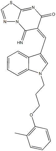 665021-31-8 5-imino-6-({1-[3-(2-methylphenoxy)propyl]-1H-indol-3-yl}methylene)-5,6-dihydro-7H-[1,3,4]thiadiazolo[3,2-a]pyrimidin-7-one