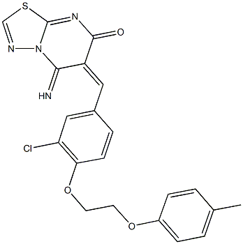 6-{3-chloro-4-[2-(4-methylphenoxy)ethoxy]benzylidene}-5-imino-5,6-dihydro-7H-[1,3,4]thiadiazolo[3,2-a]pyrimidin-7-one,665021-35-2,结构式