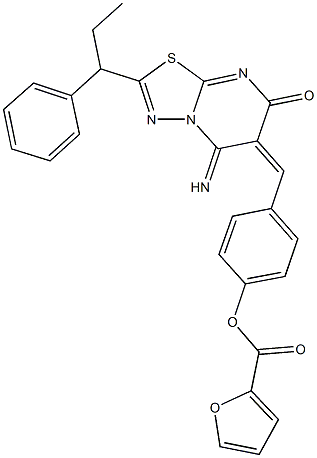 4-[(5-imino-7-oxo-2-(1-phenylpropyl)-5H-[1,3,4]thiadiazolo[3,2-a]pyrimidin-6(7H)-ylidene)methyl]phenyl 2-furoate|