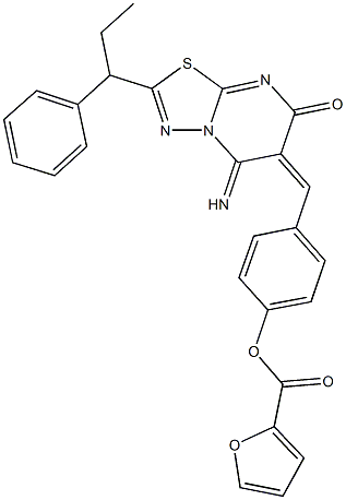 665021-46-5 4-[(5-imino-7-oxo-2-(1-phenylpropyl)-5H-[1,3,4]thiadiazolo[3,2-a]pyrimidin-6(7H)-ylidene)methyl]phenyl 2-furoate