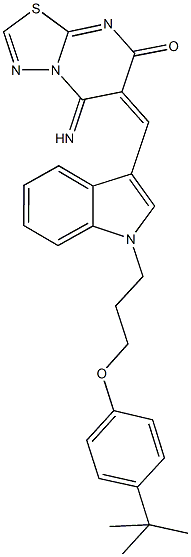6-({1-[3-(4-tert-butylphenoxy)propyl]-1H-indol-3-yl}methylene)-5-imino-5,6-dihydro-7H-[1,3,4]thiadiazolo[3,2-a]pyrimidin-7-one|