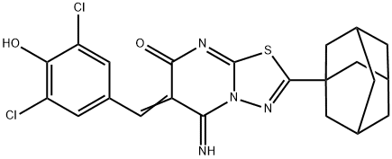 2-(1-adamantyl)-6-(3,5-dichloro-4-hydroxybenzylidene)-5-imino-5,6-dihydro-7H-[1,3,4]thiadiazolo[3,2-a]pyrimidin-7-one Structure