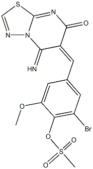 2-bromo-4-[(5-imino-7-oxo-5H-[1,3,4]thiadiazolo[3,2-a]pyrimidin-6(7H)-ylidene)methyl]-6-methoxyphenyl methanesulfonate Structure