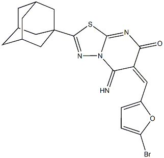 2-(1-adamantyl)-6-[(5-bromo-2-furyl)methylene]-5-imino-5,6-dihydro-7H-[1,3,4]thiadiazolo[3,2-a]pyrimidin-7-one Struktur