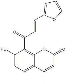 8-[3-(2-furyl)acryloyl]-7-hydroxy-4-methyl-2H-chromen-2-one 化学構造式