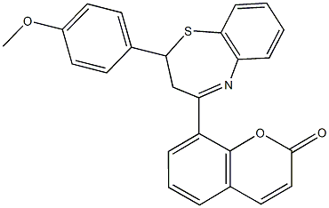 8-[2-(4-methoxyphenyl)-2,3-dihydro-1,5-benzothiazepin-4-yl]-2H-chromen-2-one 化学構造式