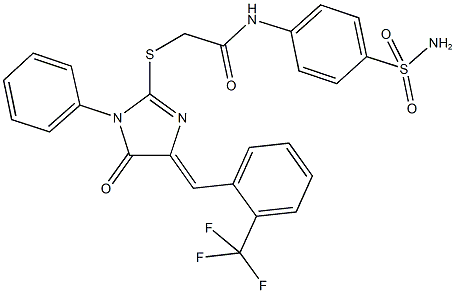 N-[4-(aminosulfonyl)phenyl]-2-({5-oxo-1-phenyl-4-[2-(trifluoromethyl)benzylidene]-4,5-dihydro-1H-imidazol-2-yl}sulfanyl)acetamide,665024-02-2,结构式