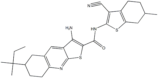 665024-25-9 3-amino-N-(3-cyano-6-methyl-4,5,6,7-tetrahydro-1-benzothien-2-yl)-6-tert-pentyl-5,6,7,8-tetrahydrothieno[2,3-b]quinoline-2-carboxamide